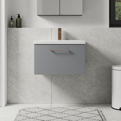 [BFLE2222AH1516] Bramshall Wall Hung 1 Drawer Vanity Unit with Mid-Edge Ceramic Basin - Choice of Colour, Handle Finish and Size - Lifestyle 1