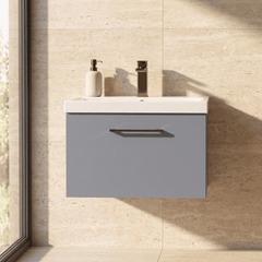 [BFLE2222AH1516] Bramshall Wall Hung 1 Drawer Vanity Unit with Mid-Edge Ceramic Basin 600mm - Studio Shot