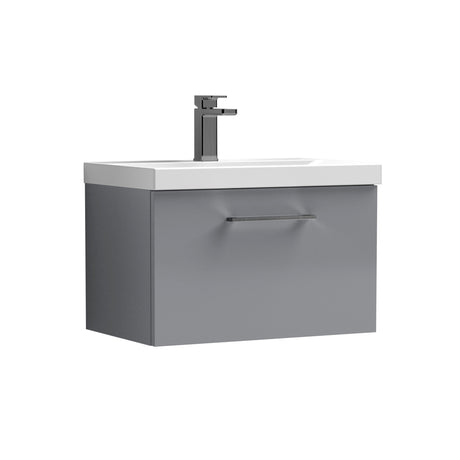 Wall Hung 1 Drawer Vanity Unit with Mid-Edge Ceramic Basin - Choice of Colour, Handle Finish and Size