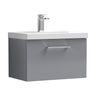 [BFLE2222A] Bramshall Wall Hung 1 Drawer Vanity Unit with Mid-Edge Ceramic Basin - Choice of Colour, Handle Finish and Size - Cutout