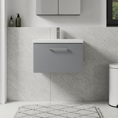 [BFLE2222A] Bramshall Wall Hung 1 Drawer Vanity Unit with Mid-Edge Ceramic Basin - Choice of Colour, Handle Finish and Size - Lifestyle 1