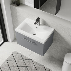 [BFLE2222A] Bramshall Wall Hung 1 Drawer Vanity Unit with Mid-Edge Ceramic Basin 600mm - Lifestyle 2