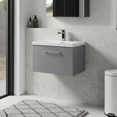 [BFLE2222A] Bramshall Wall Hung 1 Drawer Vanity Unit with Mid-Edge Ceramic Basin 600mm - Lifestyle 3