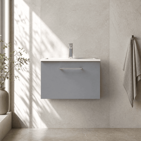 [BFLE2222B] Bramshall Contemporary 1 Soft Close Drawer Wall Hung Vanity Unit, Choice of Size/Basin Type/Colour - Silo