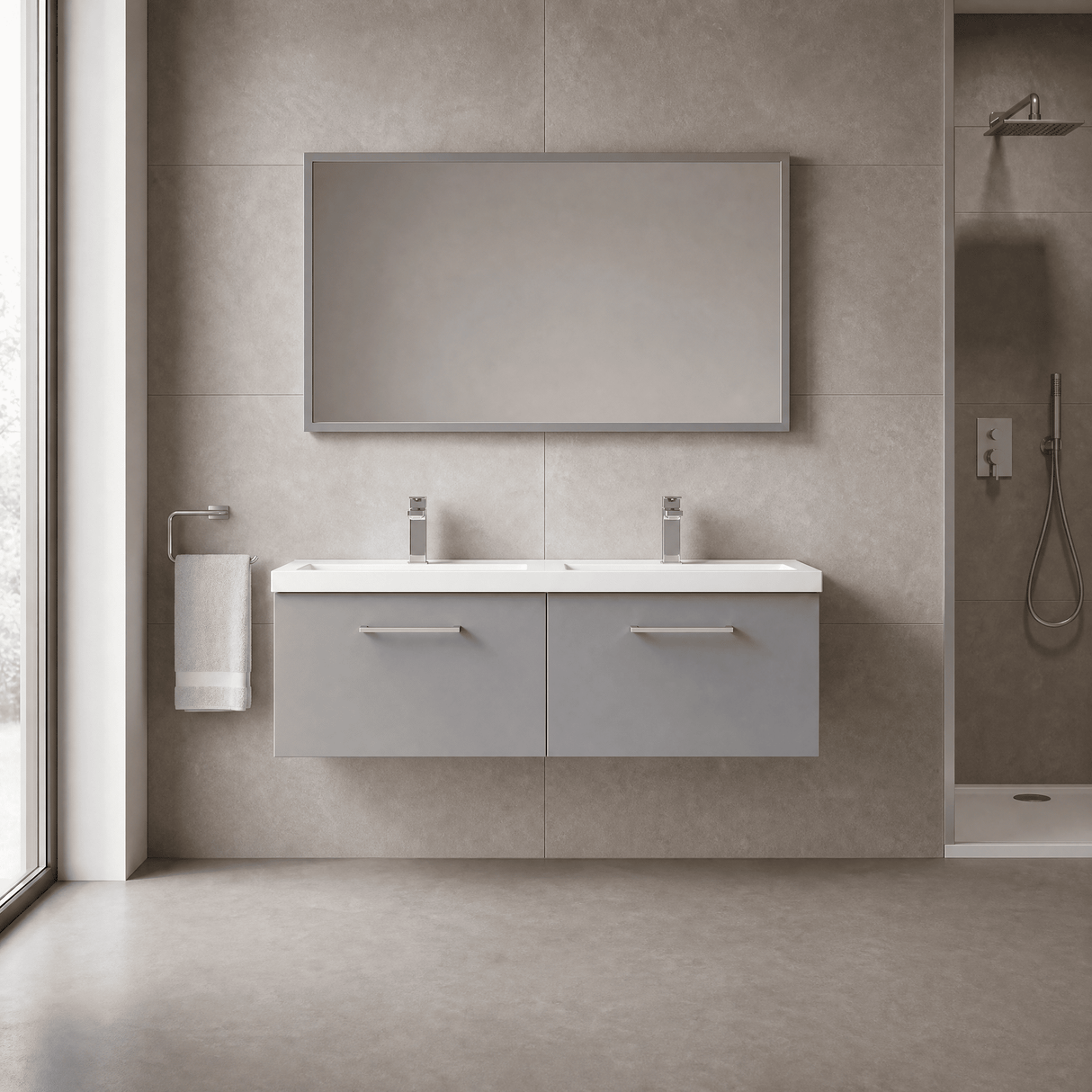 [BFLE2222C2] Bramshall Wall Hung 2 Drawer Vanity Basin Unit - 1200mm - Choice of Colour and Basin Type - Lifestyle 1