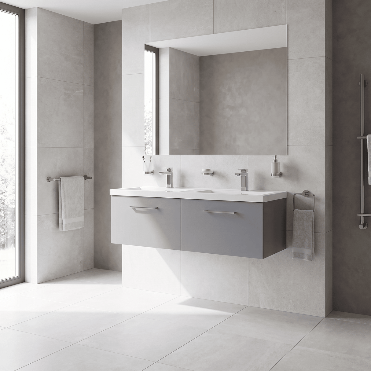 [BFLE2222C2] Bramshall Wall Hung 2 Drawer Vanity Basin Unit - 1200mm - Choice of Colour and Basin Type - Lifestyle 3