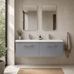[BFLE2222C2] Bramshall Wall Hung 2 Drawer Vanity Basin Unit - 1200mm - Choice of Colour and Basin Type - Silo