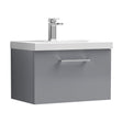 [BFLE2222D] Balterley  Contemporary Bathroom 1 Soft Close Drawer & Thin-Edge Wall Hung Vanity Unit Basin, Satin Grey, 600mm - Cutout