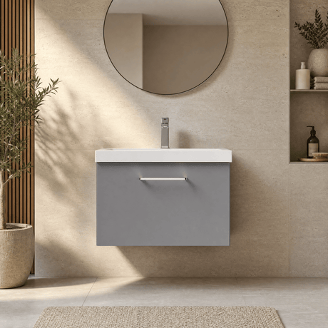 [BFLE2222D] Bramshall Contemporary 1 Soft Close Drawer Wall Hung Vanity Unit, Choice of Size/Basin Type/Colour - Silo