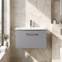 [BFLE2222G] Bramshall Contemporary 1 Soft Close Drawer Wall Hung Vanity Unit, Choice of Size/Basin Type/Colour - Silo