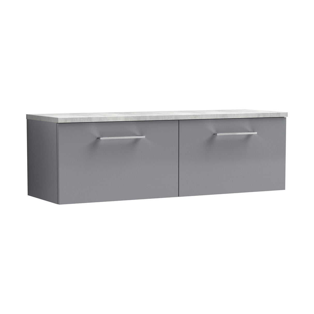 [BFLE2222LBG2] Balterley Level 1200mm Wall Hung 2 Drawer Vanity Unit & Laminate Worktop Spacious Contemporary Bathroom Storage - Satin Grey - Cutout