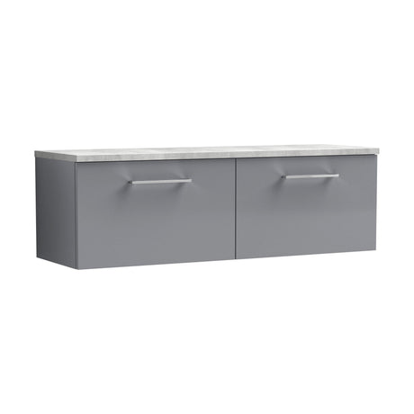 [BFLE2222LBG2] Balterley Level 1200mm Wall Hung 2 Drawer Vanity Unit & Laminate Worktop Spacious Contemporary Bathroom Storage - Satin Grey - Cutout