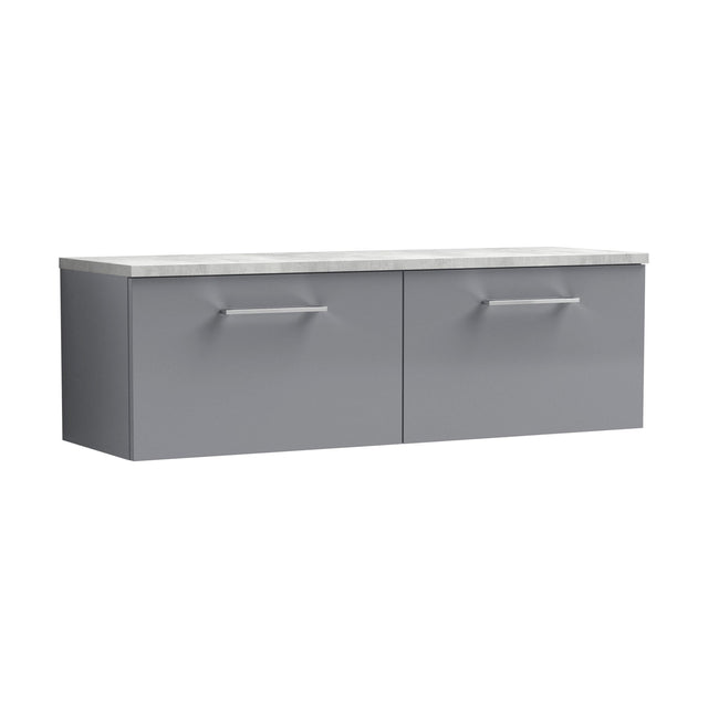 [BFLE2222LBG2] Balterley Level 1200mm Wall Hung 2 Drawer Vanity Unit & Laminate Worktop Spacious Contemporary Bathroom Storage - Satin Grey - Cutout