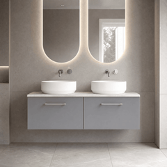 [BFLE2222LBG2] Bramshall Wall Hung 2 Drawer Vanity Unit with Bellato Grey Laminate Worktop, 1200mm, Choice of Colour