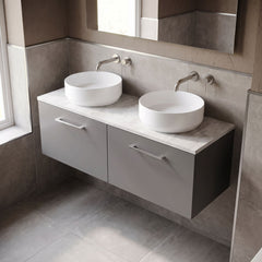 [BFLE2222LBG2] Bramshall Wall Hung 2 Drawer Vanity Unit with Bellato Grey Laminate Worktop, 1200mm, Choice of Colour