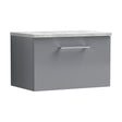 [BFLE2222LBG] Balterley Level 600mm Wall Hung 1 Drawer Vanity Unit with Laminate Worktop for Compact Modern Bathroom Storage - Satin Grey - Cutout