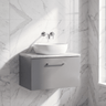 [BFLE2222LBG] Bramshall Contemporary 1 Drawer Wall Hung Vanity Unit with Bellato Grey Laminate Worktop, Choice of Size and Colour - Silo