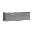[BFLE2222LCM2] Balterley Level 1200mm Wall Hung 2 Drawer Vanity Unit & Laminate Worktop for Spacious Contemporary Bathroom Storage - Satin Grey - Cutout