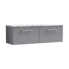 [BFLE2222LCM2] Balterley Level 1200mm Wall Hung 2 Drawer Vanity Unit & Laminate Worktop for Spacious Contemporary Bathroom Storage - Satin Grey - Cutout