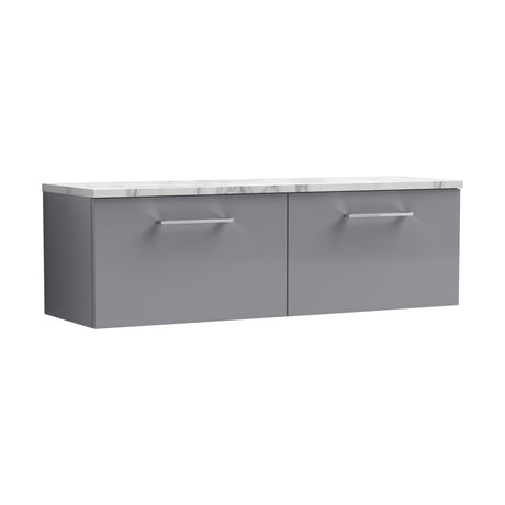 [BFLE2222LCM2] Balterley Level 1200mm Wall Hung 2 Drawer Vanity Unit & Laminate Worktop for Spacious Contemporary Bathroom Storage - Satin Grey - Cutout