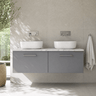 [BFLE2222LCM2] Bramshall Contemporary 2 Drawer Wall Hung Vanity Unit with Carrera Marble Laminate Worktop, 1200mm, Choice of Colour - Silo