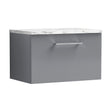 [BFLE2222LCM] Balterley Level 600mm Wall Hung 1 Drawer Vanity Unit with Laminate Worktop for Compact Modern Bathroom Storage Satin Grey - Cutout