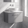 [BFLE2222LCM] Bramshall Contemporary 1 Drawer Wall Hung Vanity Unit with Carrera Marble Laminate Worktop, Choice of Size and Colour - Silo