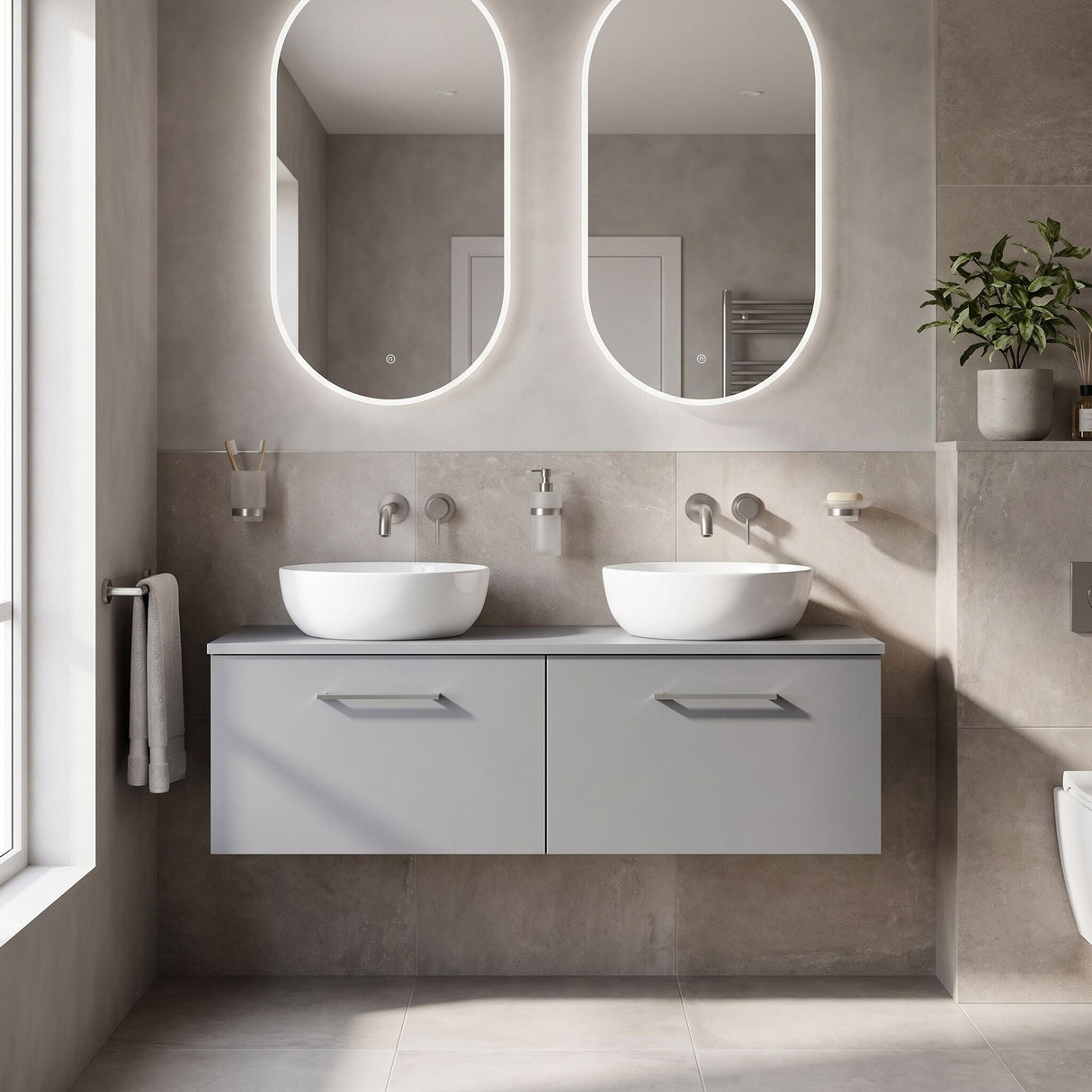 [BFLE2222W2] Bramshall 1200mm Wall Hung 2 Drawer Vanity Unit with Worktop, Choice of Colour