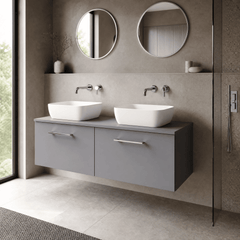 [BFLE2222W2] Bramshall 1200mm Wall Hung 2 Drawer Vanity Unit with Worktop, Choice of Colour