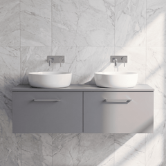 [BFLE2222W2] Bramshall 1200mm Wall Hung 2 Drawer Vanity Unit with Worktop, Choice of Colour - Silo