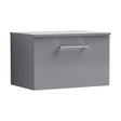 [BFLE2222W] Balterley Level 600mm Wall Hung 1 Drawer Vanity Unit with Worktop Modern Compact Bathroom Storage - Satin Grey - Cutout