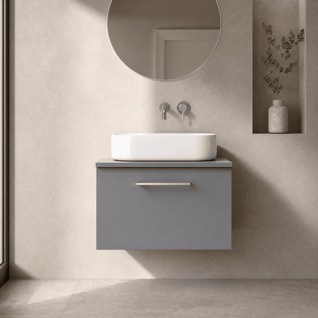 [BFLE2222W] Bramshall Contemporary 1 Soft Close Drawer Wall Hung Vanity Worktop Unit, Choice of Size/Colour - Silo