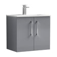 [BFLE2223B] Balterley Level Modern Bathroom 2 Soft Close Door & Minimalist Wall Hung Vanity Unit Basin, Satin Grey, 6000mm - Cutout