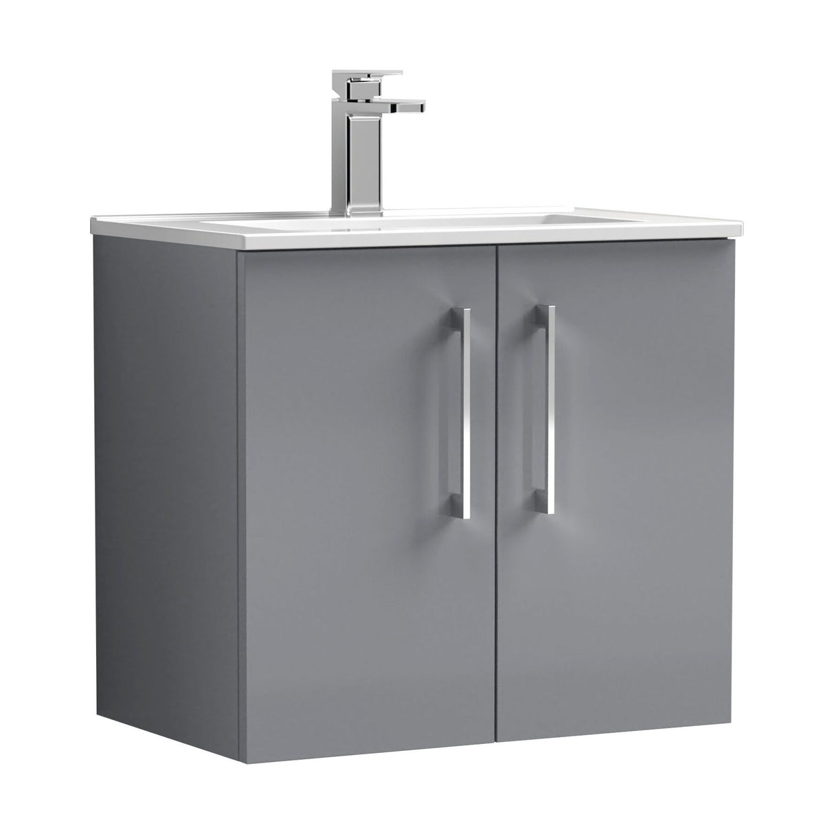 [BFLE2223B] Balterley Level Modern Bathroom 2 Soft Close Door & Minimalist Wall Hung Vanity Unit Basin, Satin Grey, 6000mm - Cutout