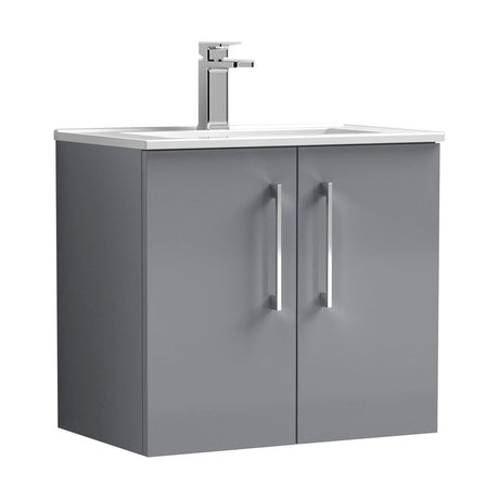 [BFLE2223B] Balterley Level Modern Bathroom 2 Soft Close Door & Minimalist Wall Hung Vanity Unit Basin, Satin Grey, 6000mm - Cutout