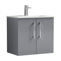 [BFLE2223B] Bramshall Contemporary 2 Door Wall Hung Vanity Basin Unit, Choice of Size, Colour and Basin - Cutout
