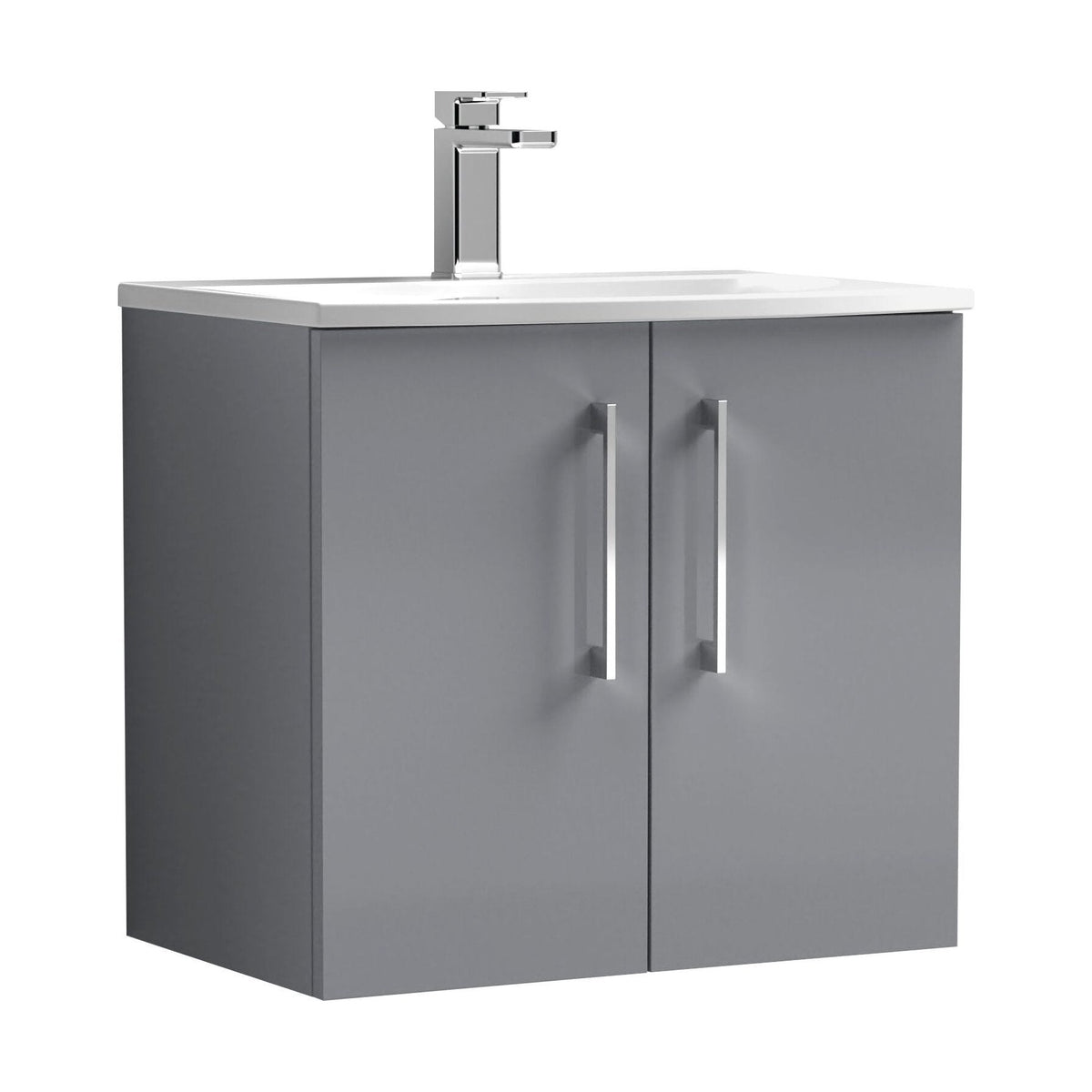 [BFLE2223G] Bramshall Contemporary 2 Door Wall Hung Vanity Basin Unit, Choice of Size, Colour and Basin - Cutout