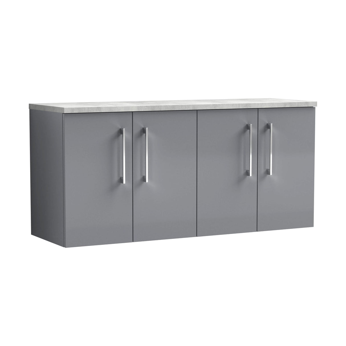 [BFLE2223LBG2] Bramshall Wall Hung 4 Door Vanity Unit with Bellato Grey Laminate Worktop, 1200mm, Choice of Colour - Cutout