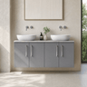 [BFLE2223LBG2] Bramshall Wall Hung 4 Door Vanity Unit with Bellato Grey Laminate Worktop, 1200mm, Choice of Colour - Silo