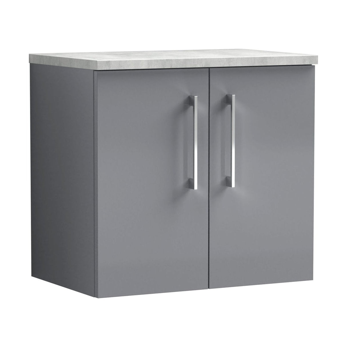 [BFLE2223LBG] Bramshall Wall Hung 2 Door Vanity Unit with Bellato Grey Laminate Worktop, 600mm, Choice of Colour - Cutout