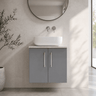 [BFLE2223LBG] Bramshall Wall Hung 2 Door Vanity Unit with Bellato Grey Laminate Worktop, 600mm, Choice of Colour - Silo
