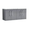 [BFLE2223LCM2] Balterley Level 1200mm Wall Hung 4 Drawer Vanity Unit & Laminate Worktop Spacious Contemporary Bathroom Storage - Satin Grey - Cutout