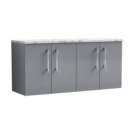 [BFLE2223LCM2] Balterley Level 1200mm Wall Hung 4 Drawer Vanity Unit & Laminate Worktop Spacious Contemporary Bathroom Storage - Satin Grey - Cutout