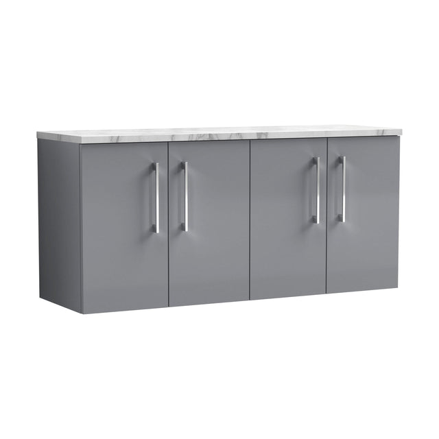 [BFLE2223LCM2] Balterley Level 1200mm Wall Hung 4 Drawer Vanity Unit & Laminate Worktop Spacious Contemporary Bathroom Storage - Satin Grey - Cutout