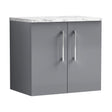 [BFLE2223LCM] Balterley Level 600mm Wall Hung 2 Door Vanity Unit with Laminate Worktop for Compact Modern Bathroom Storage Satin Grey - Cutout