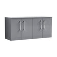 [BFLE2223W2] Balterley Level Modern Bathroom 1200mm Wall Hung 4-Door Vanity Unit with Laminate Worktop, Soft Close Doors, Satin Grey - Cutout