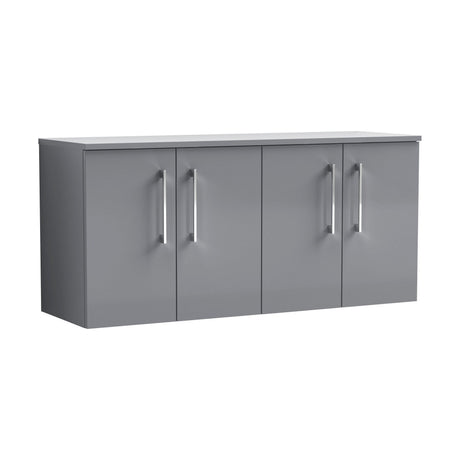 [BFLE2223W2] Balterley Level Modern Bathroom 1200mm Wall Hung 4-Door Vanity Unit with Laminate Worktop, Soft Close Doors, Satin Grey - Cutout