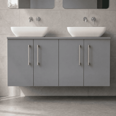 [BFLE2223W2] Bramshall Contemporary 4 Door Wall Hung Vanity Unit with Worktop, 1200mm, Choice of Colour