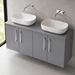 [BFLE2223W2] Bramshall Contemporary 4 Door Wall Hung Vanity Unit with Worktop, 1200mm, Choice of Colour