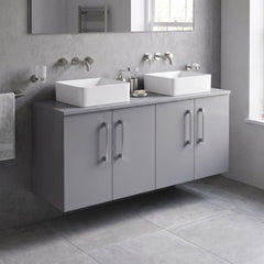 [BFLE2223W2] Bramshall Contemporary 4 Door Wall Hung Vanity Unit with Worktop, 1200mm, Choice of Colour